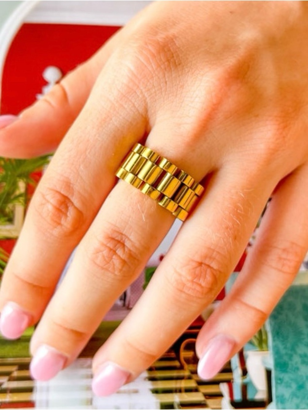 Gold Watch Link Ring